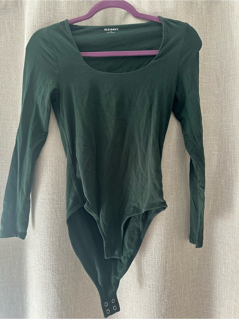 Old Navy Dark Green Long-Sleeve Scoop Neck Bodysuit
